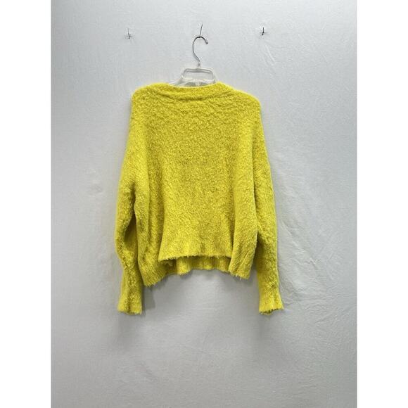 ANTHROPOLOGIE MAEVE PLUSH V-NECK COZY PULLOVER SWEATER M Neon Yellow - Picture 10 of 14